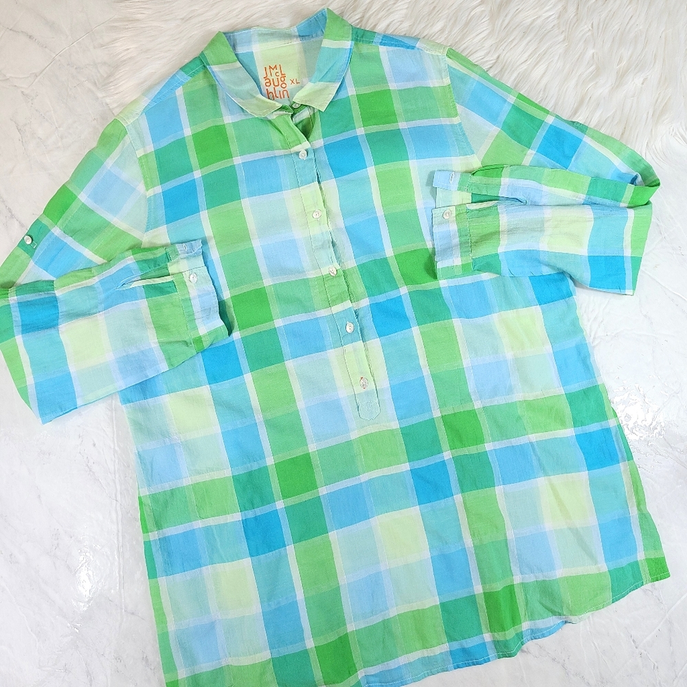 J. Mclaughlin Wren Half Button Down Plaid Shirt